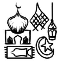 Eid Mubarak Hand Drawn Brush Strokes Set vector