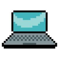 Laptop computer in pixel art style vector