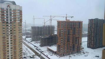 A view of construction sites in the snow video