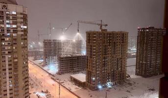 A view of construction work in the snow video