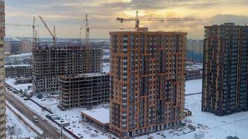 A view of the construction site of a new apartment building video