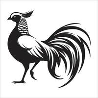 Elegant Golden Pheasant Bird Illustration with Long Flowing Tail and Intricate Feather Details for Logos Branding and Art Designs vector
