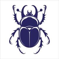 Intricate Rhinoceros Beetle Silhouette Illustration with Detailed Horns and Sharp Legs Ideal for Nature Designs Bug Artwork Science Posters Wildlife Branding and Entomology Projects vector