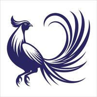 Elegant Golden Pheasant Bird Illustration with Flowing Tail Feathers and Ornamental Design for Branding Emblems and Art Projects vector