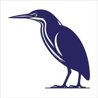 Bittern Bird Silhouette Illustration of a Secretive Marsh Bird with Long Beak and Camouflaged Posture Isolated on White Background vector