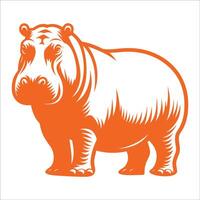 Detailed Hippo Line Art Stencil for Prints Stickers and Graphic Design Projects vector