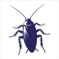 Cockroach Silhouette Illustration of a Detailed Insect with Long Antennae and Spiky Legs Isolated on White Background vector