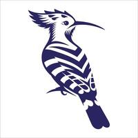 Eurasian Hoopoe Bird Illustration with Geometric Patterns and Long Curved Beak for Ornithology and Wildlife Art On White Background vector