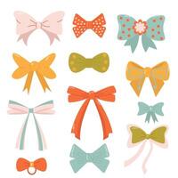 Set with bright bows for jewelry of different shapes, colors and sizes vector