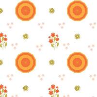 Spring pattern with an open umbrella and cute spring flowers on a white background vector