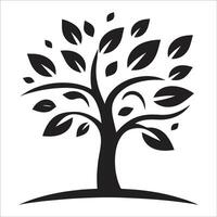 Elegant Black Silhouette of a Tree with Curved Trunk and Detailed Branches - Perfect for Nature, Botanical Themes, and Artistic Designs vector