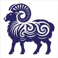 The ram is blue and has swirls on it vector