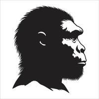 The head of a man with a beard is shown in silhouette vector