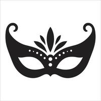Intricate Black Masquerade Mask with Curved Edges and Leaf Patterns - Ideal for Elegant Events and Themed Parties vector