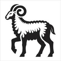 The black and white image of a ram vector