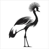 Silhouette of a crane bird on a white background vector