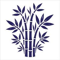 Intricate Dark Blue Bamboo Illustration with Clustered Stalks and Leaves - Ideal for Nature, Botanical Themes, and Modern Design vector