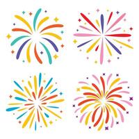 Set Of Various Colorful Fireworks vector