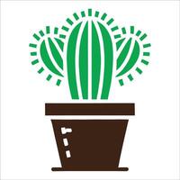 Minimalistic Cactus Illustration in Brown Pot with Green Spines - Ideal for Nature, Botanical Themes, and Decorative Designs vector