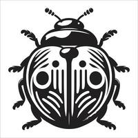 Detailed Beetle Illustration with Intricate Symmetrical Patterns in Black and White vector