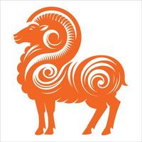 Ram Illustration with Swirling Patterns and Bold Design vector