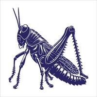 A grasshopper in a blue and white design vector