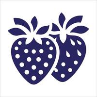Two strawberries with dots on them in a blue and white design vector