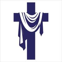 A cross with a cloth draped over it vector