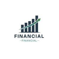 A modern and sleek logo design featuring an upward trending bar graph with an arrow, symbolizing financial growth and success. vector