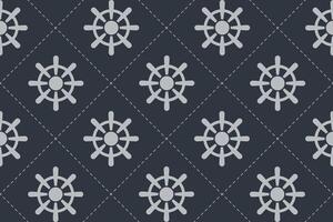 Seamless nautical pattern with ship wheels on dark background for marine designs vector
