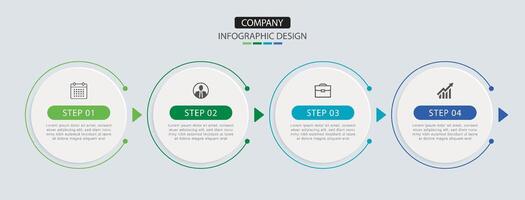 4 Infographics circle timeline with number data template. Illustration business abstract background. vector