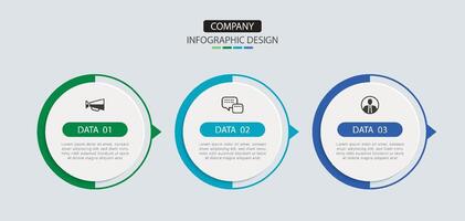 Infographics circle timeline with 3 number data template. Illustration business background. vector