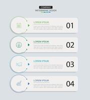 4 data infographics rectangle tab index template. Illustration business abstract background. vector