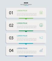 4 data infographic rectangle tab index template. Illustration business abstract background. vector
