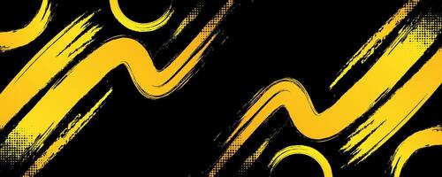 Elegant black and gold abstract sport background with grunge texture, brush stroke and halftone effect vector