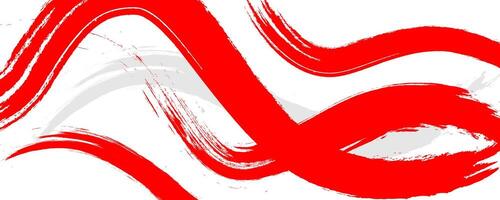 Dynamic red and white abstract sports background with grunge texture, brush stroke vector