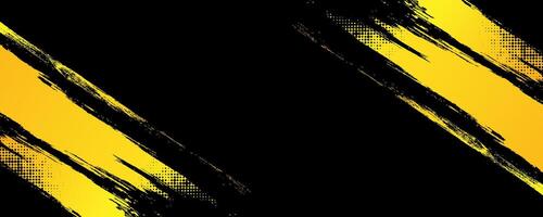 Dynamic black and gold abstract sport background with grunge texture, brush stroke and halftone effect vector