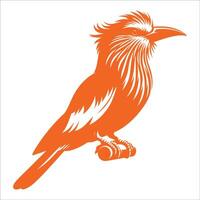 A bird with orange beak and long tail on a branch vector
