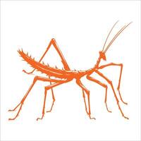 A grasshopper in orange on a white background vector