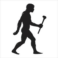 A silhouette of a man walking with a stick vector