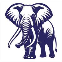 An elephant with tusks standing in front of a white background vector