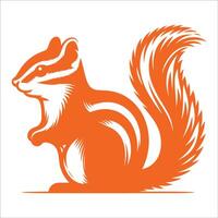 A squirrel is shown in orange on a white background vector