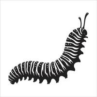 Black and White Caterpillar Illustration with Detailed Patterns and Segmented Body for Nature and Art vector