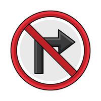 illustration of No Right Turn vector