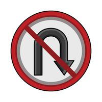 illustration of No U-Turn vector
