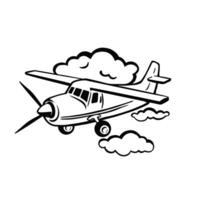linear monochrome icon small airplane hang glider in the sky simple vector