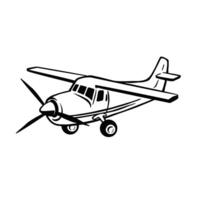 icon airplane with propeller, nazkoplan low wing monochrome vector