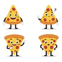Funny Pizza Character Set with Various Expressions vector