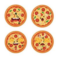 Expressive Pizza Slice Character Set with Mood Swings vector