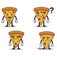 Happy Pizza Slice Set with Playful Cartoon Expressions vector